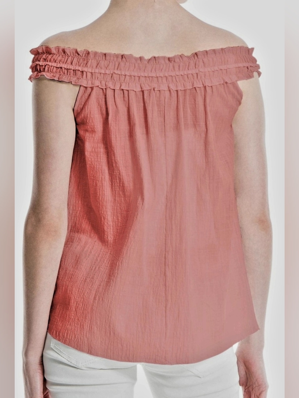 Max Studio Off-Shoulder Ruffled Summer Top - Dusty Rose